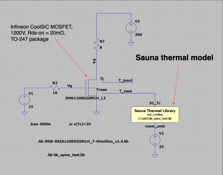 LTspice circuit incorporating Sauna model